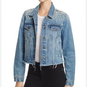 Embellished Light Blue Denim Jacket - Women's Jean Jacket